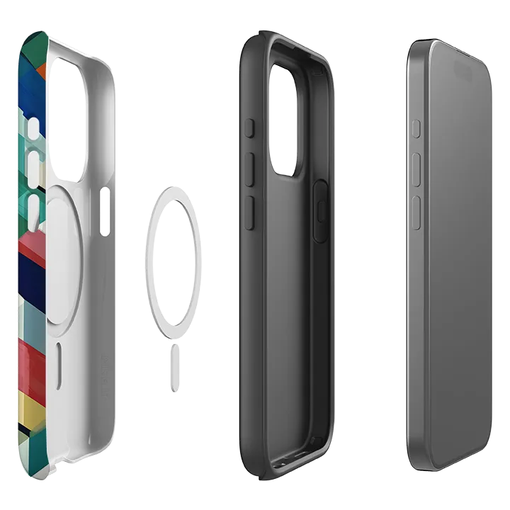 iPhone MagSafe Tough Case - Technicolour Green Glossy Texture Layer