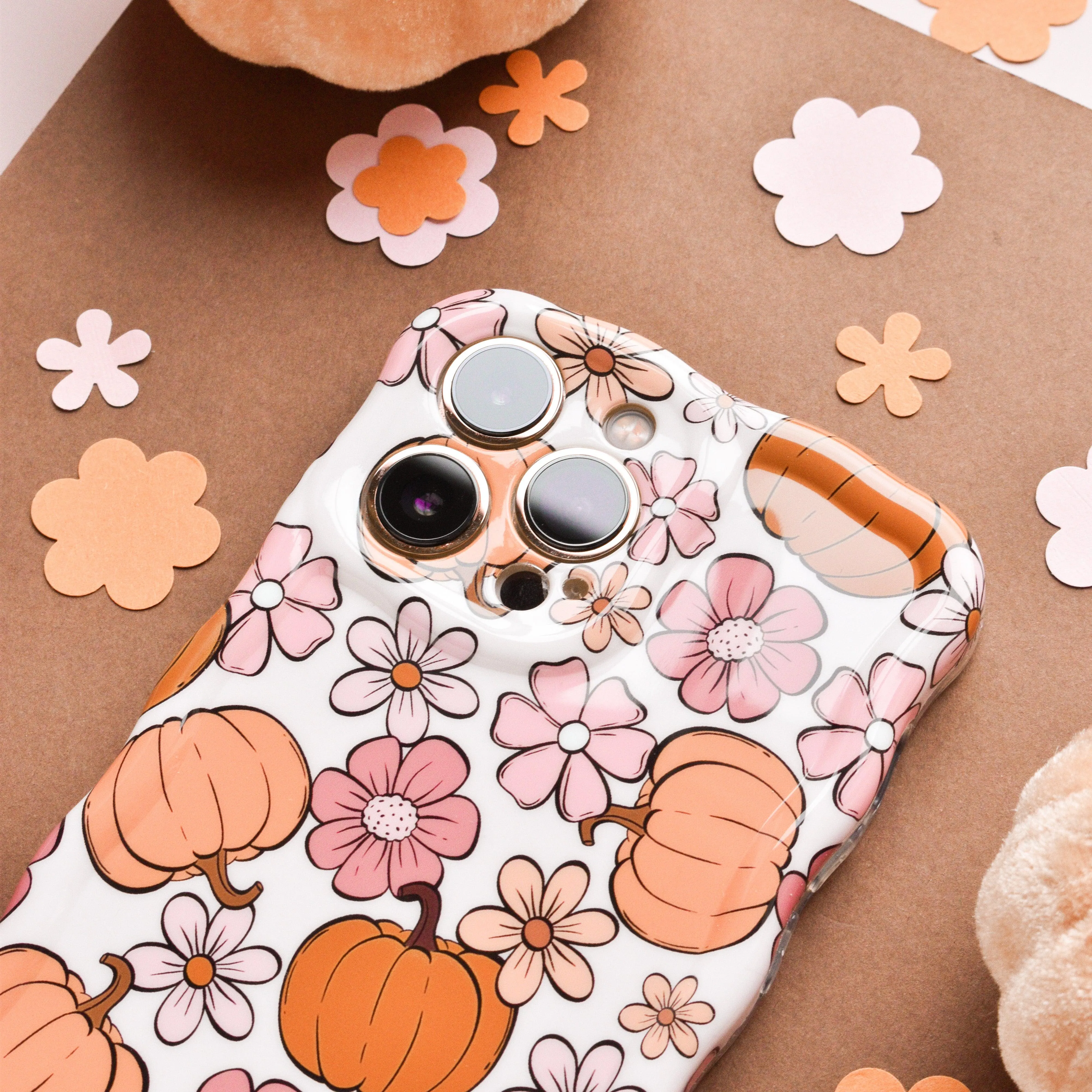 Wavy Phone Case - Pumpkin Meadow Smooth Grip Layer
