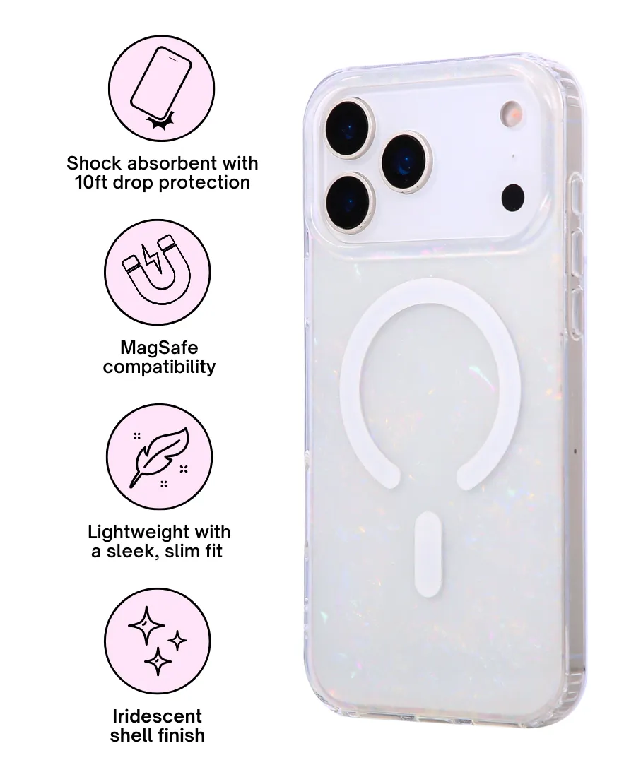 White Mother of Pearl MagSafe Phone Case Minimal Feel Textured Grip