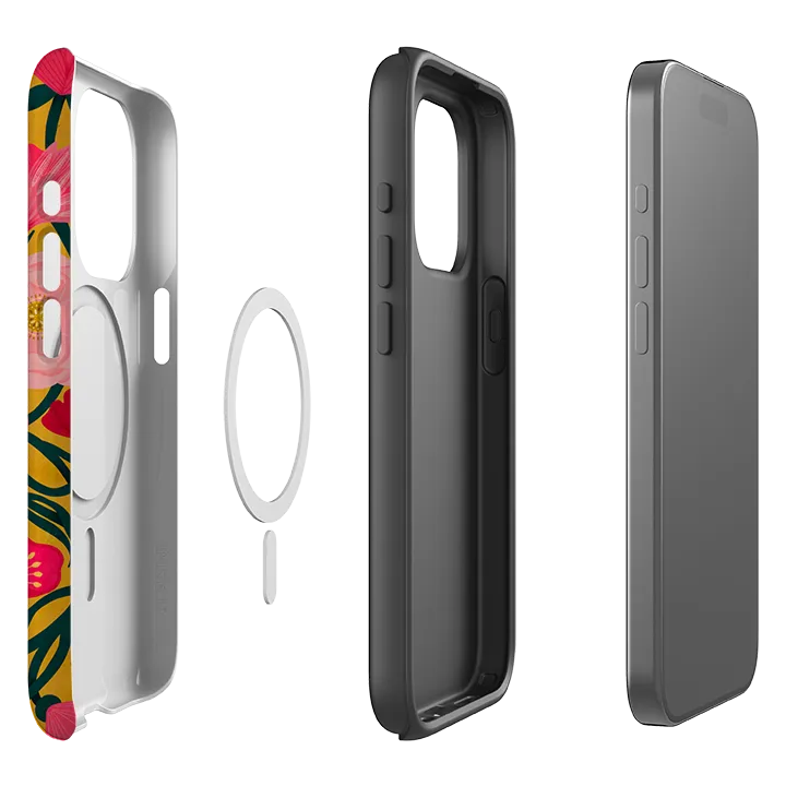 iPhone MagSafe Tough Case -  Yellow Flora By Nina Pace Grip Layer Durable Grip