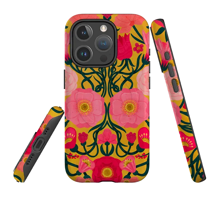 Flexible Pattern iPhone MagSafe Tough Case -  Yellow Flora By Nina Pace