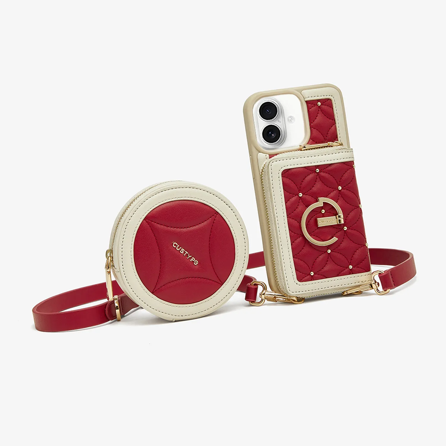 ThreadTrend- Bloom Stitching Phone Case Round Pouch Set Minimal Aesthetic Light Build