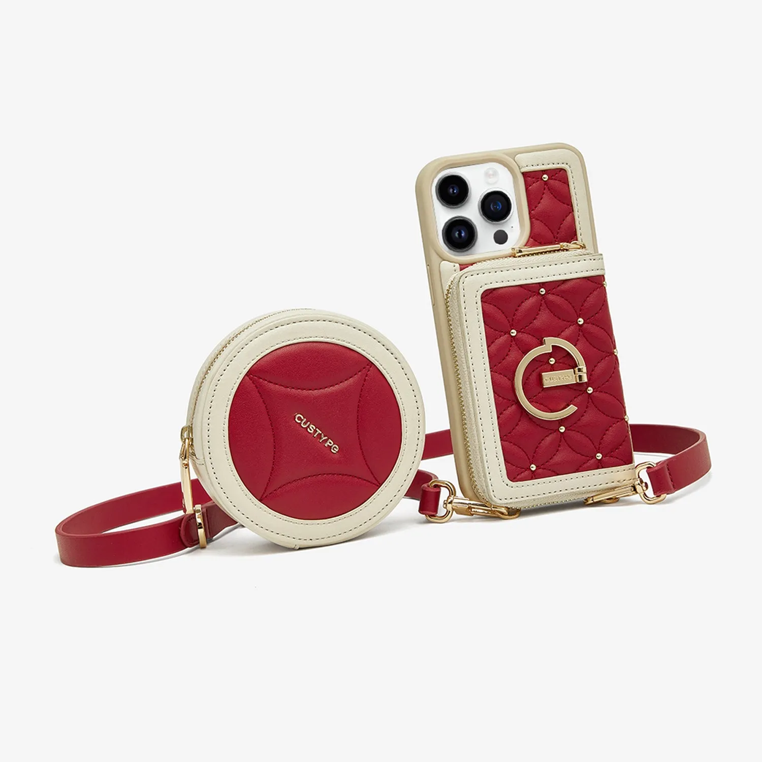 Soft Protection Layer Protective Shell Design ThreadTrend- Bloom Stitching Phone Case Round Pouch Set