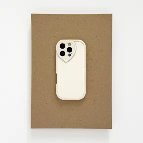 Cream Ribbed Heart Camera Phone Case Portable Grip
