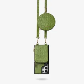 Hybrid Material Build Crocodile Craft Set- Samsung Galaxy Strap Magsafe Compatible Phone Wallet Case with Circle Pouch