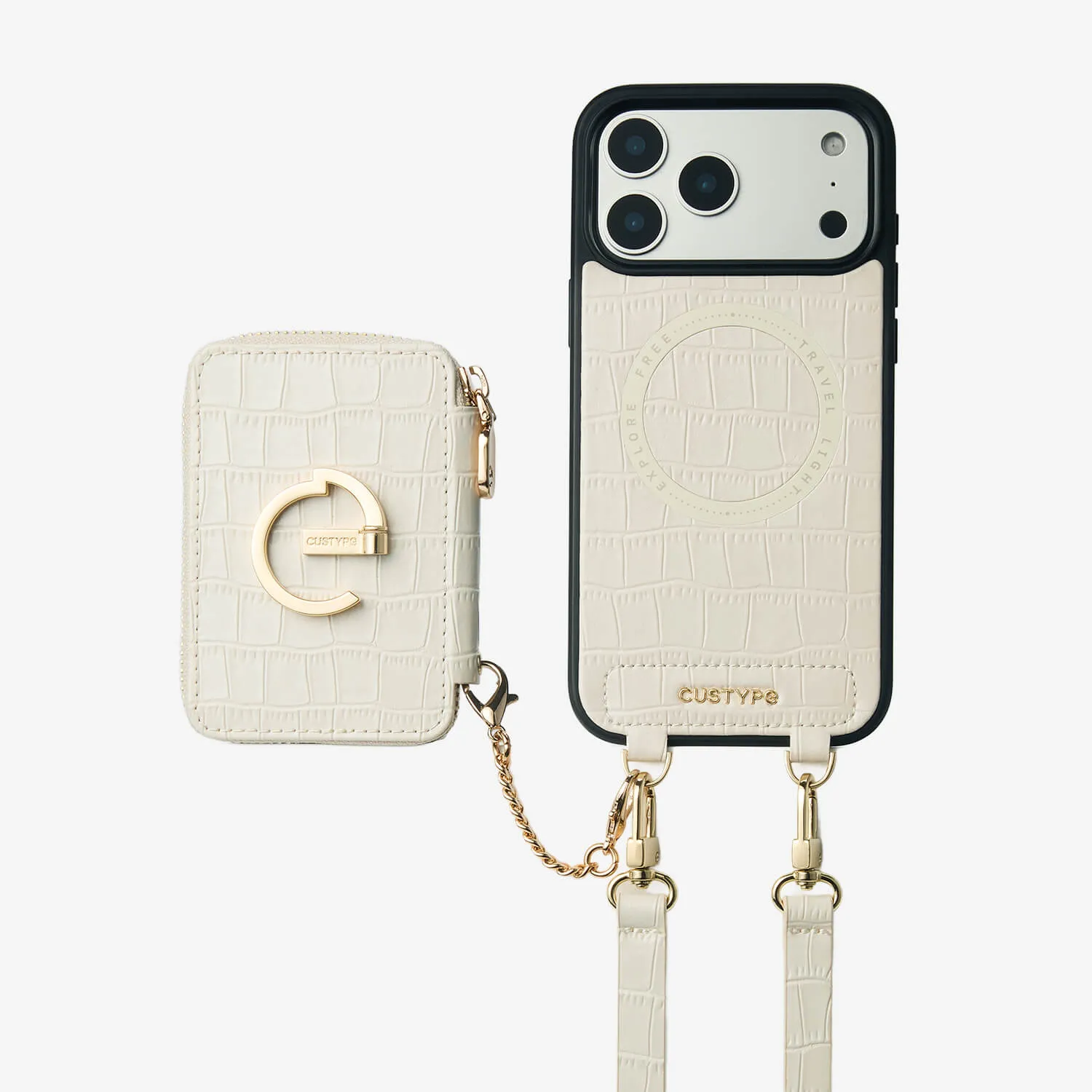 Crocodile Design Set- Detachable Wireless Charging Crossbody E-stand Wallet Phone Case Set Durable Shape