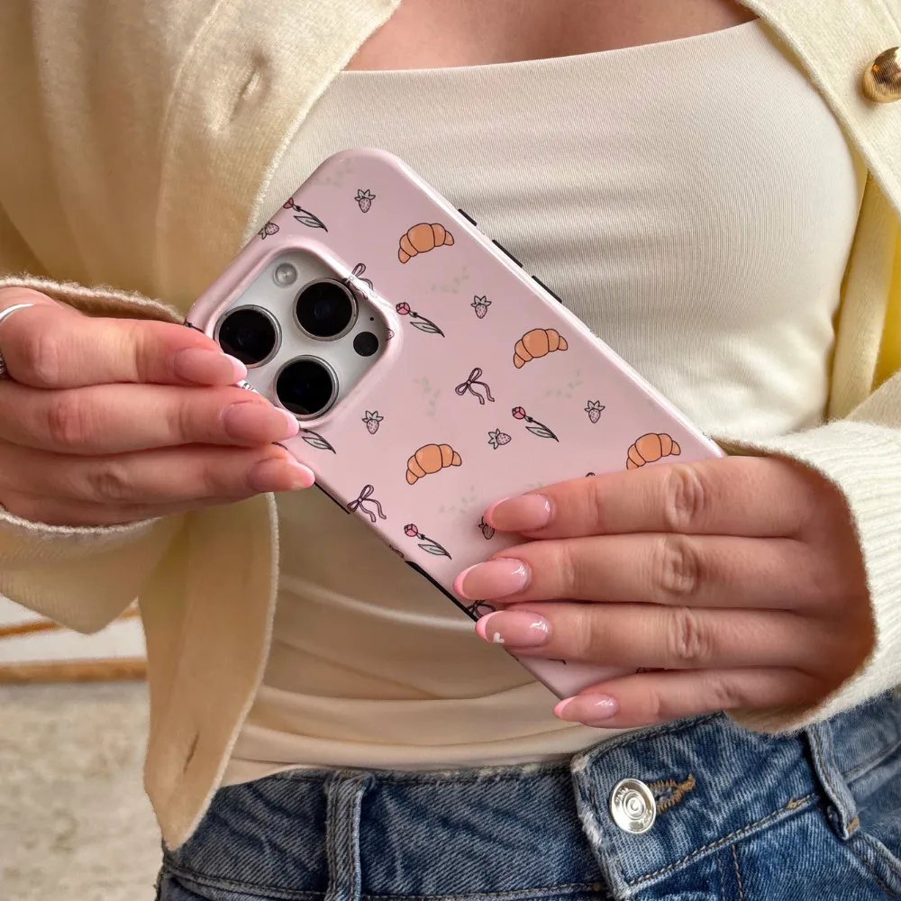 Tough Phone Case - Cutesy Croissants Anti glare Premium Pattern Design