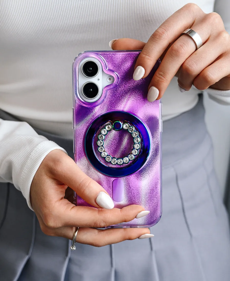 Smooth Grip Easy Removal Purple Cosmic MagSafe Phone Case