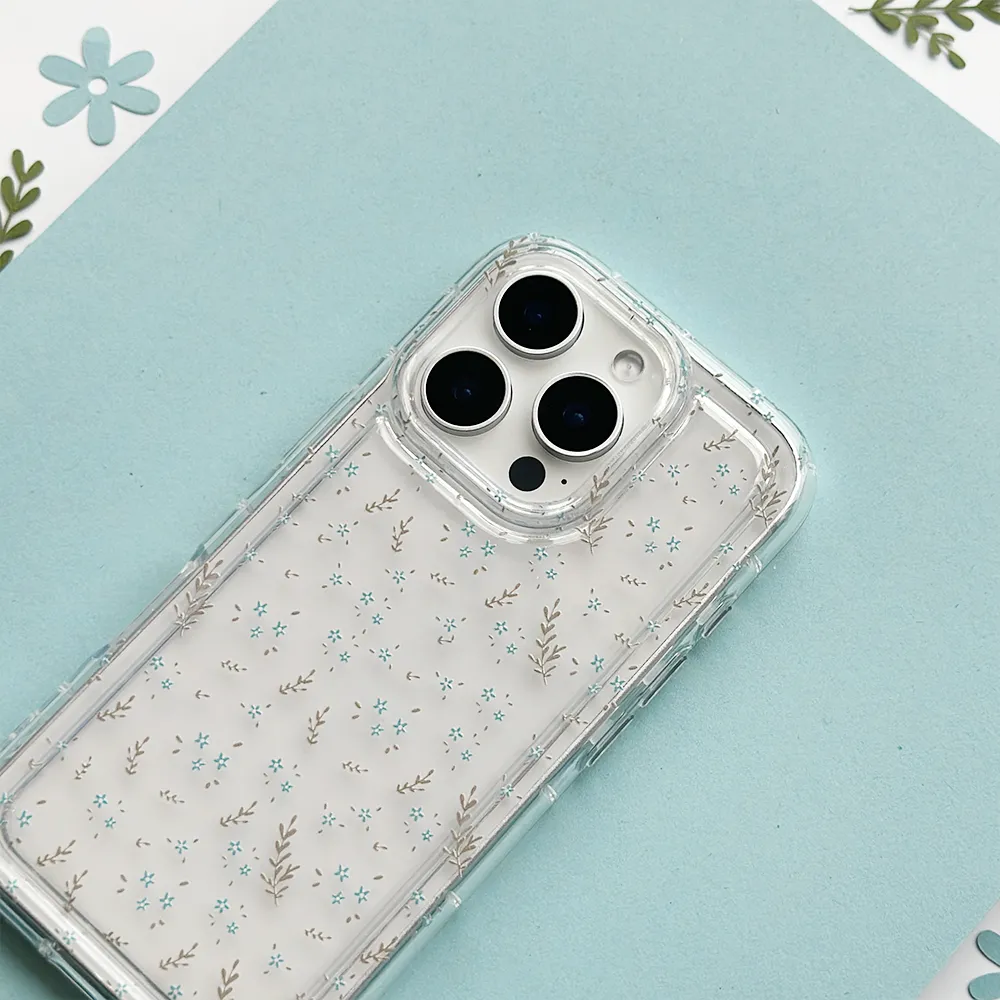 Portable Layer Clear Phone Case - Blooming Blues