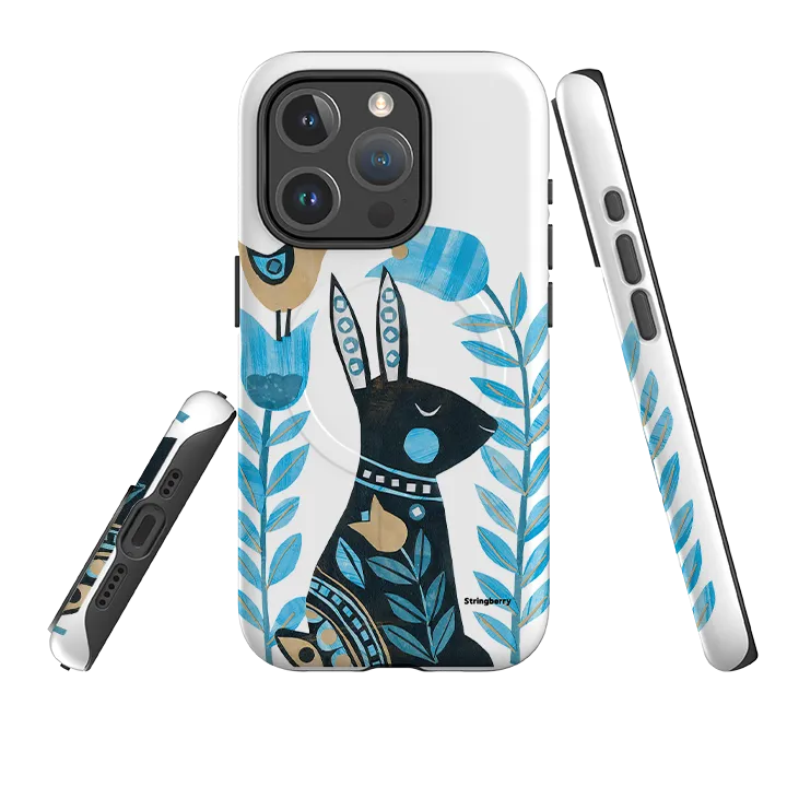 iPhone MagSafe Tough Case - Folk Rabbit By Tracey English Flexible structure Long Lasting