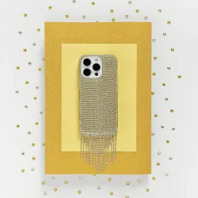 Diamante Tassel Phone Case - Gold Gloss Texture
