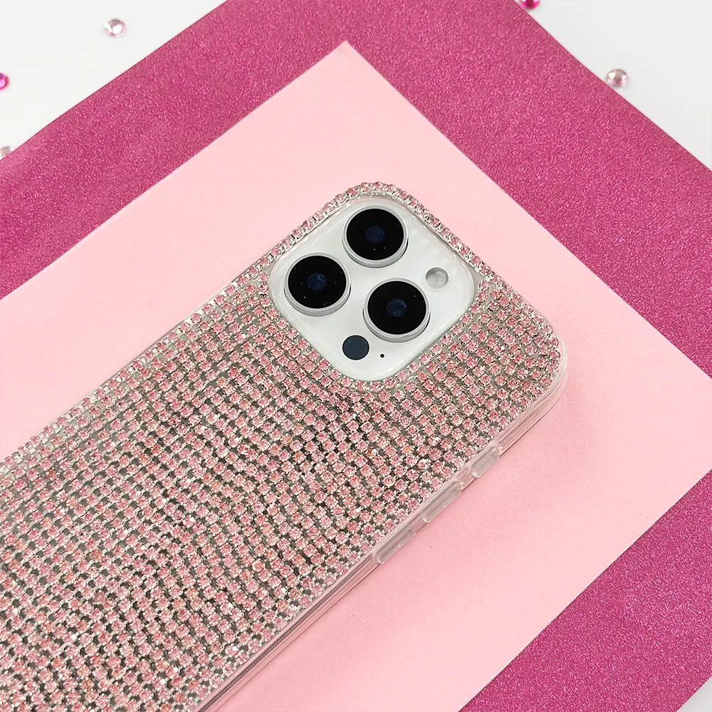 Polished Detail Soft Grip Diamante Tassel Phone Case - Pink