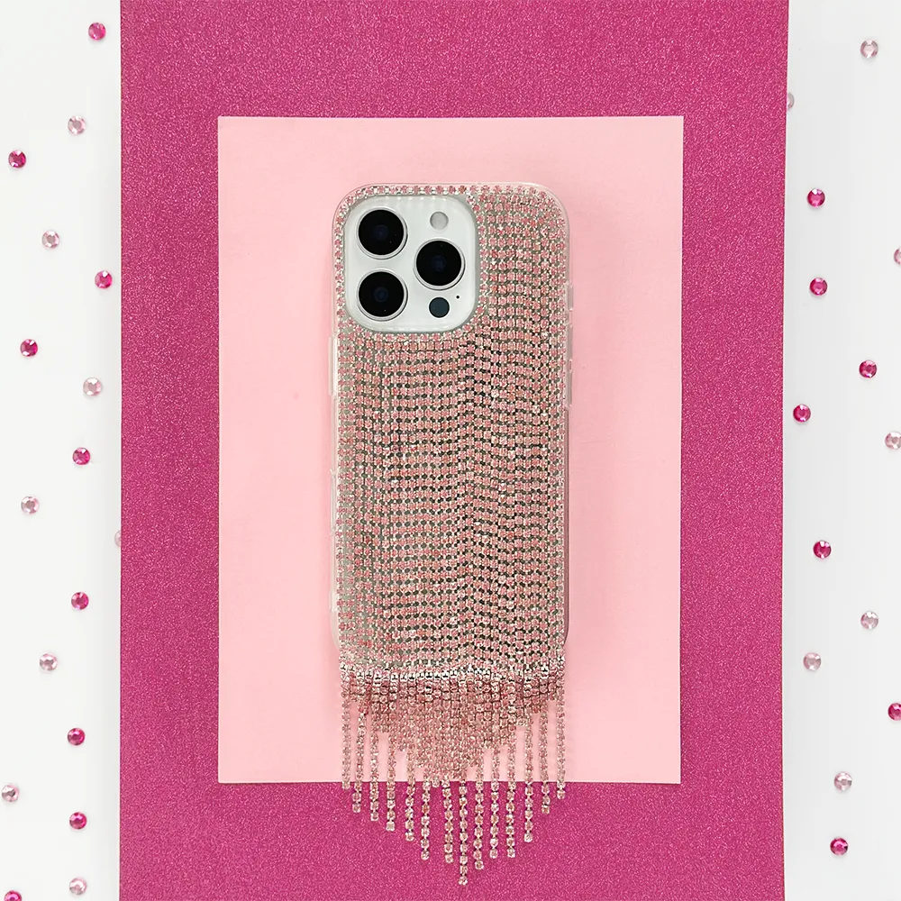 Diamante Tassel Phone Case - Pink Protective Pattern Texture Protective Shell Design