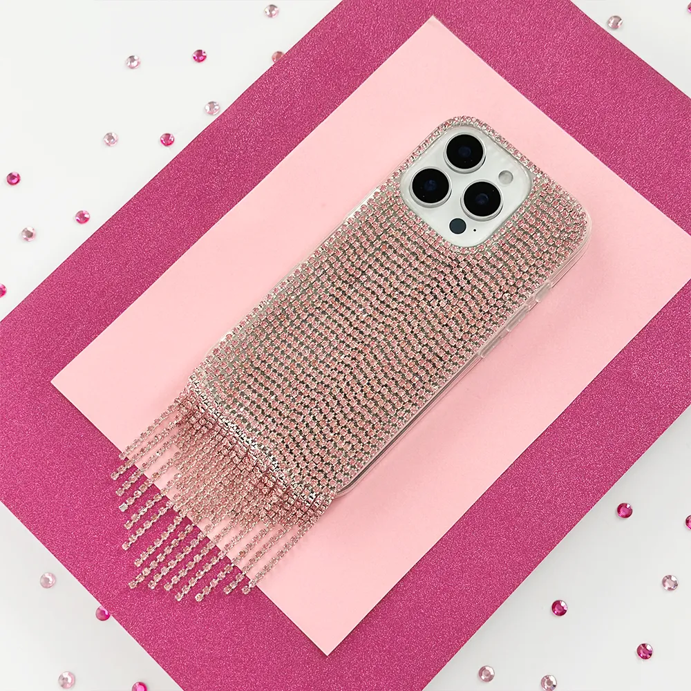 Creative Design Diamante Tassel Phone Case - Pink