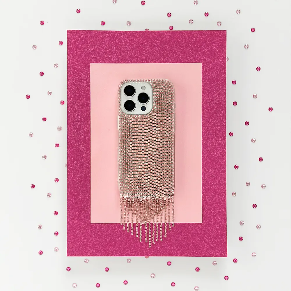 Everyday Protection Diamante Tassel Phone Case - Pink