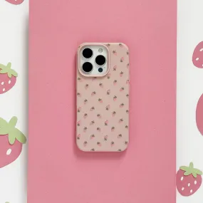 Compact Edge Ditsy Strawberries Phone Case - Powder Pink
