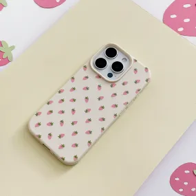 Ditsy Strawberries Phone Case - Soft White Vivid Gradient