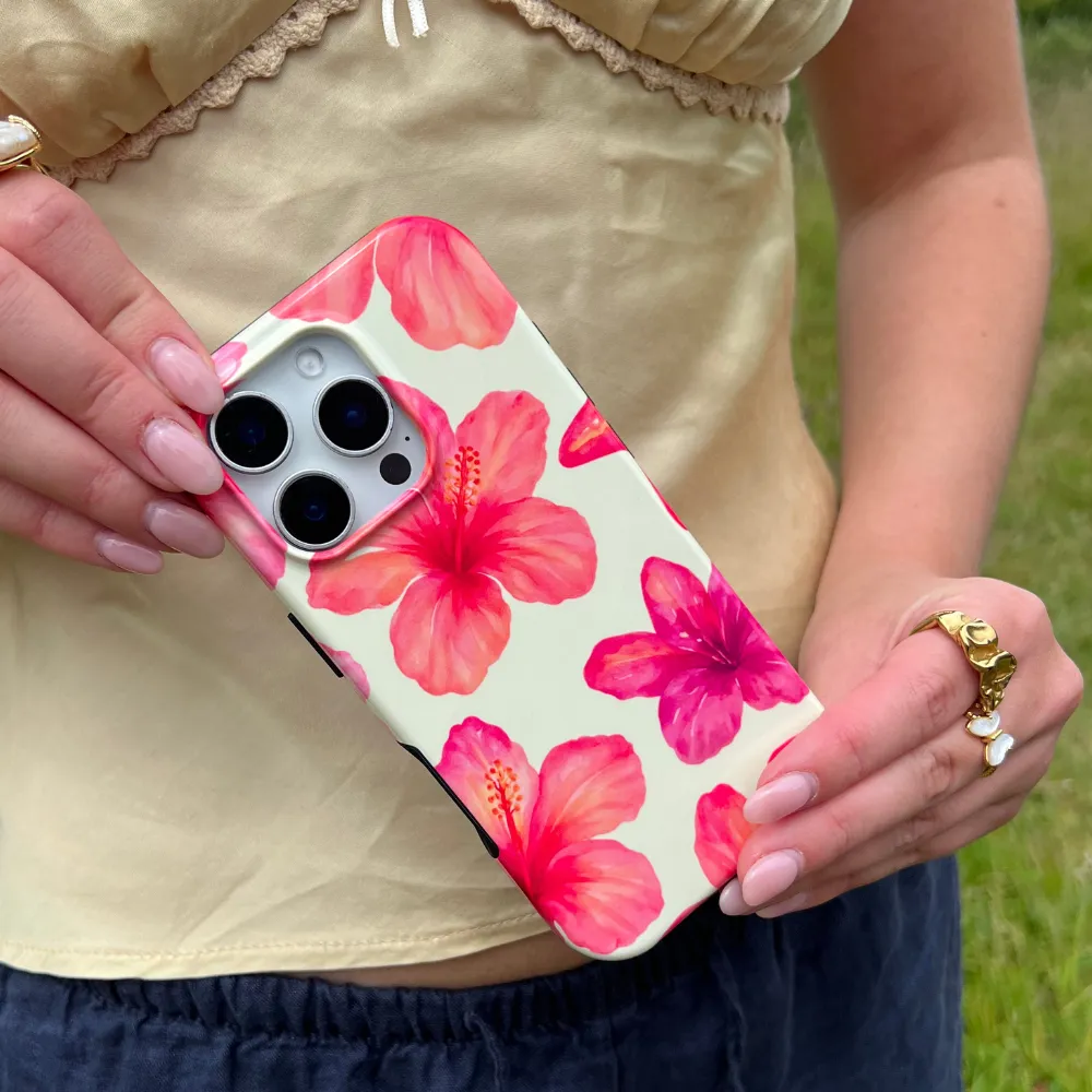 Tough Phone Case - Island Girl Butter Yellow Hibiscus Sleek Feel Daily Essential