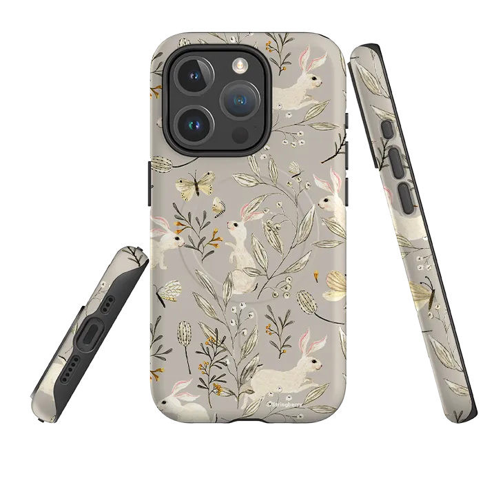 Flexible Touch iPhone MagSafe Tough Case - Bunnies Grey By Katherine Quinn