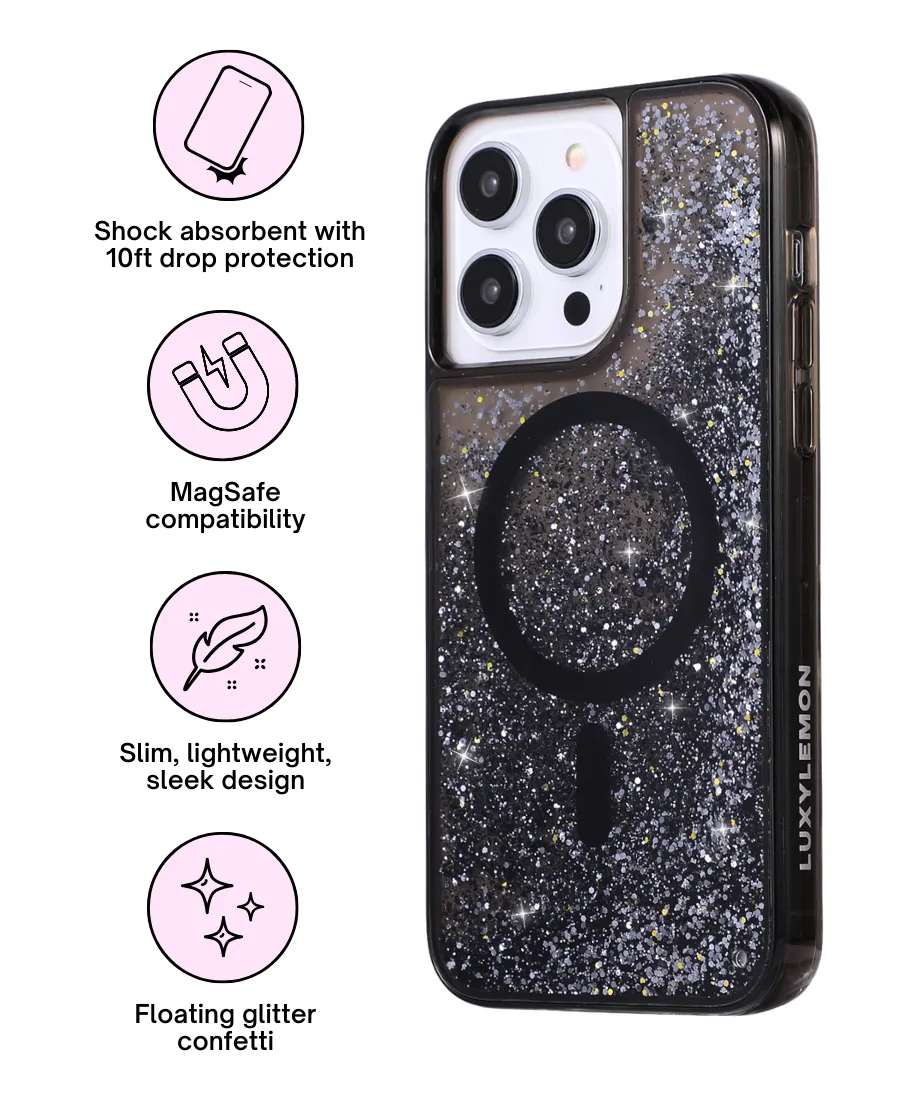 Black Glitter MagSafe Phone Case Smooth Protection Compact Protection