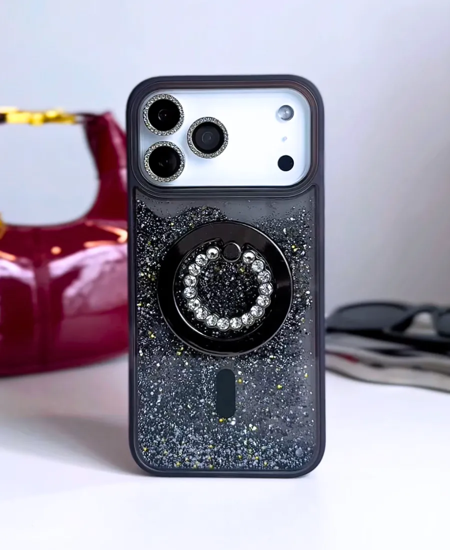 Sporty Appeal Durable Look Black Glitter MagSafe Phone Case