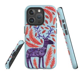 Rugged Build iPhone MagSafe Tough Case - Purple Reindeer By Tracey English