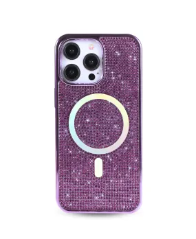 Purple Crystal Glam MagSafe Phone Case Drop Protection