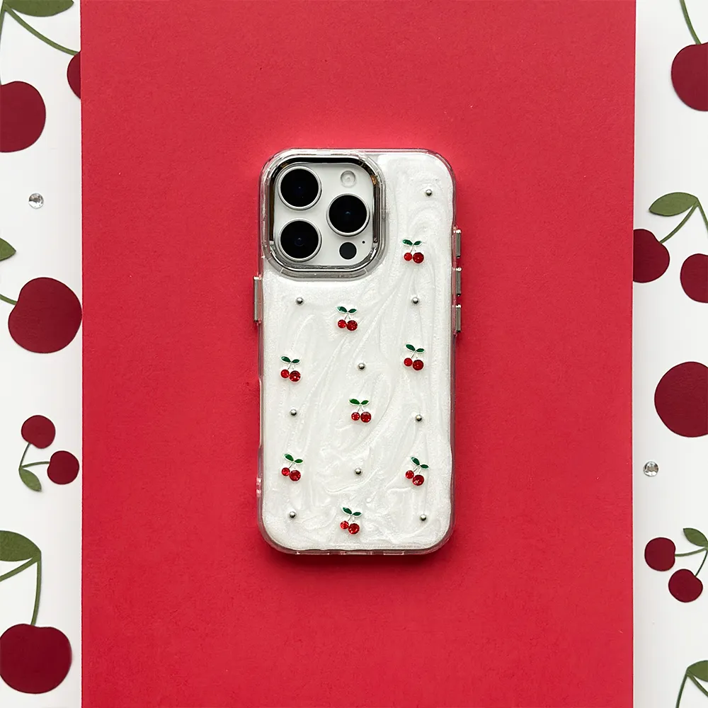 Flexible Detail Design Protective barrier Cherry Pearl Phone Case
