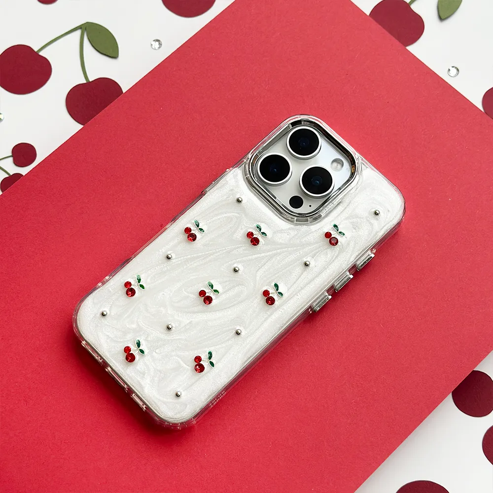 Elegant Build Durable Edge Layer Cherry Pearl Phone Case