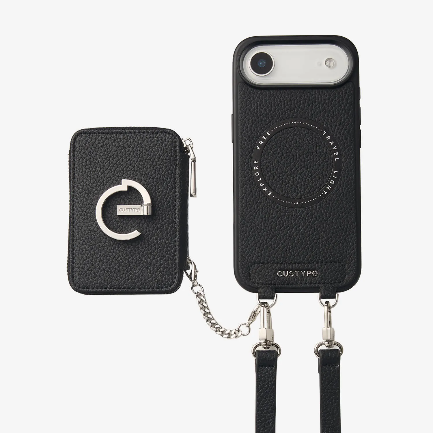 Color Gradient Gloss Layer Silver Edge Kit- Magnetic Crossbody E-stand Wallet Case for Walking