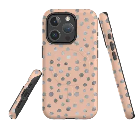 iPhone MagSafe Tough Case -  Pale and Silver Dots Comfort Pattern Texture Fashion Choice