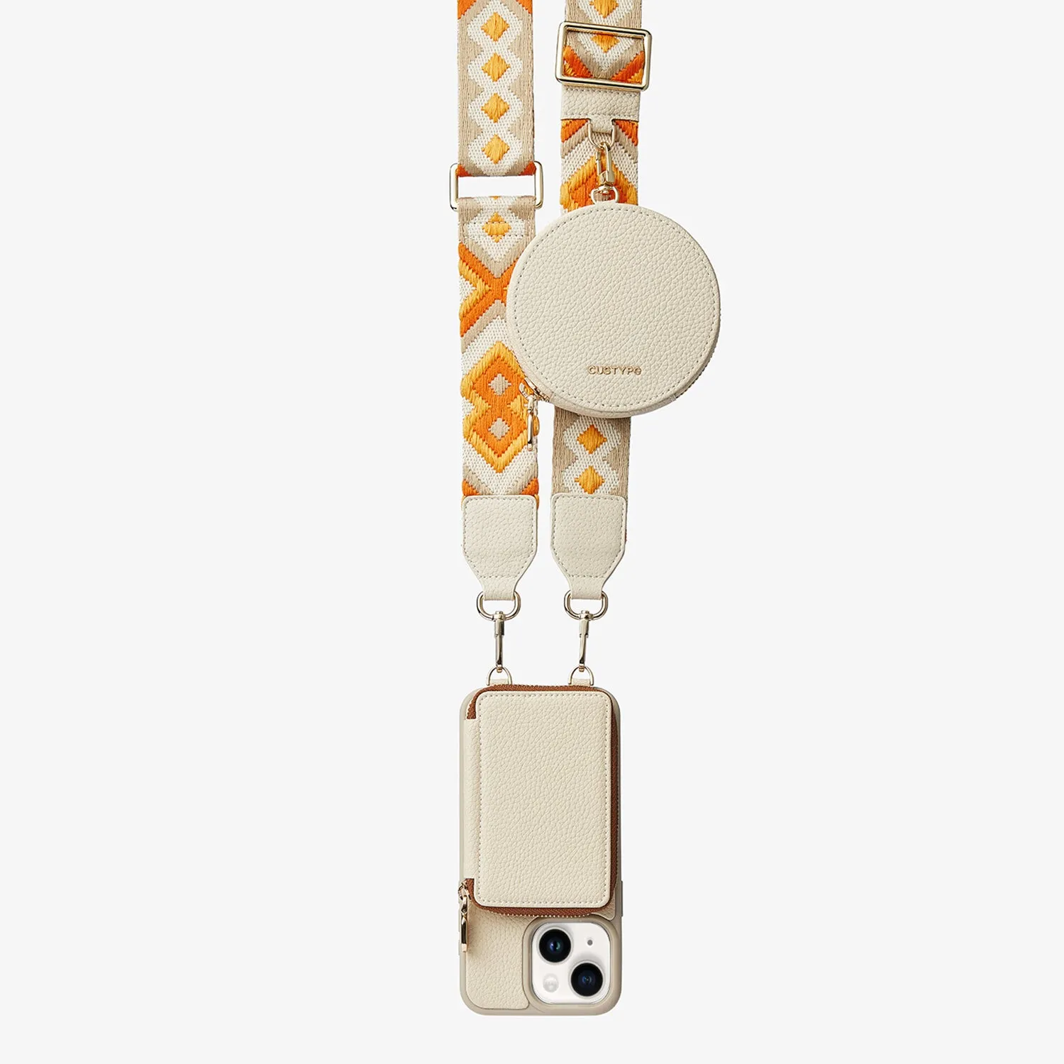 Textured Grip Minimal Form Vivid Kit- Webbing Crossbody Phone Case Round Pouch Set