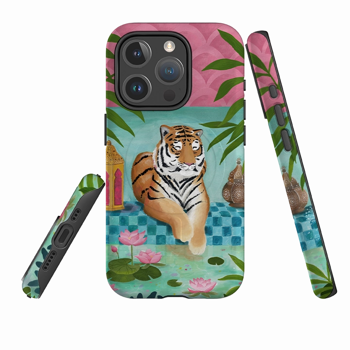 iPhone MagSafe Tough Case - Lotus Tiger By Bex Parkin Smooth Form Texture