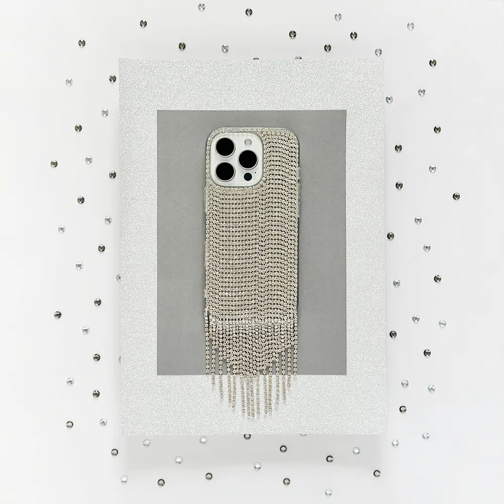 Fashion Statement Diamante Tassel Phone Case - Silver