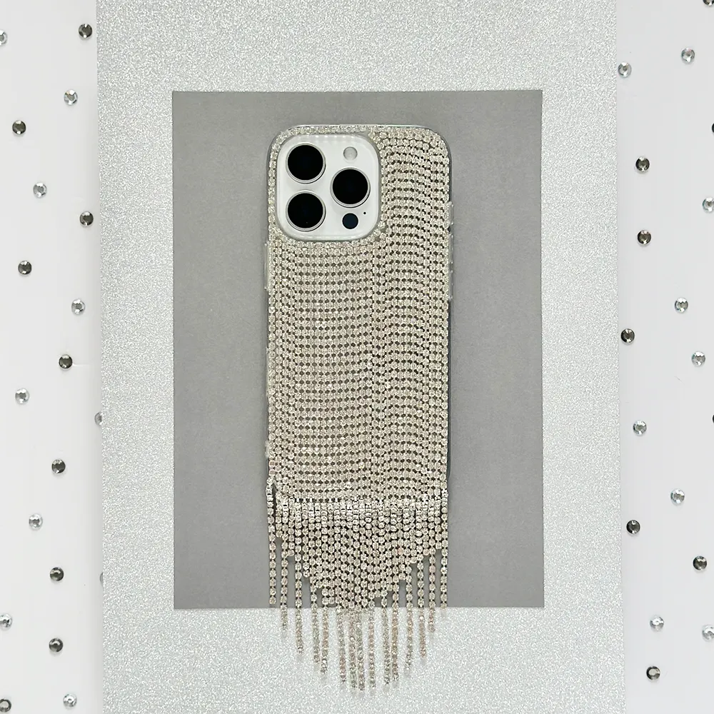 Diamante Tassel Phone Case - Silver Soft Detail Layer