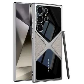 Electroplated Leather Case For Samsung S24 Simple Texture Scratch Proof