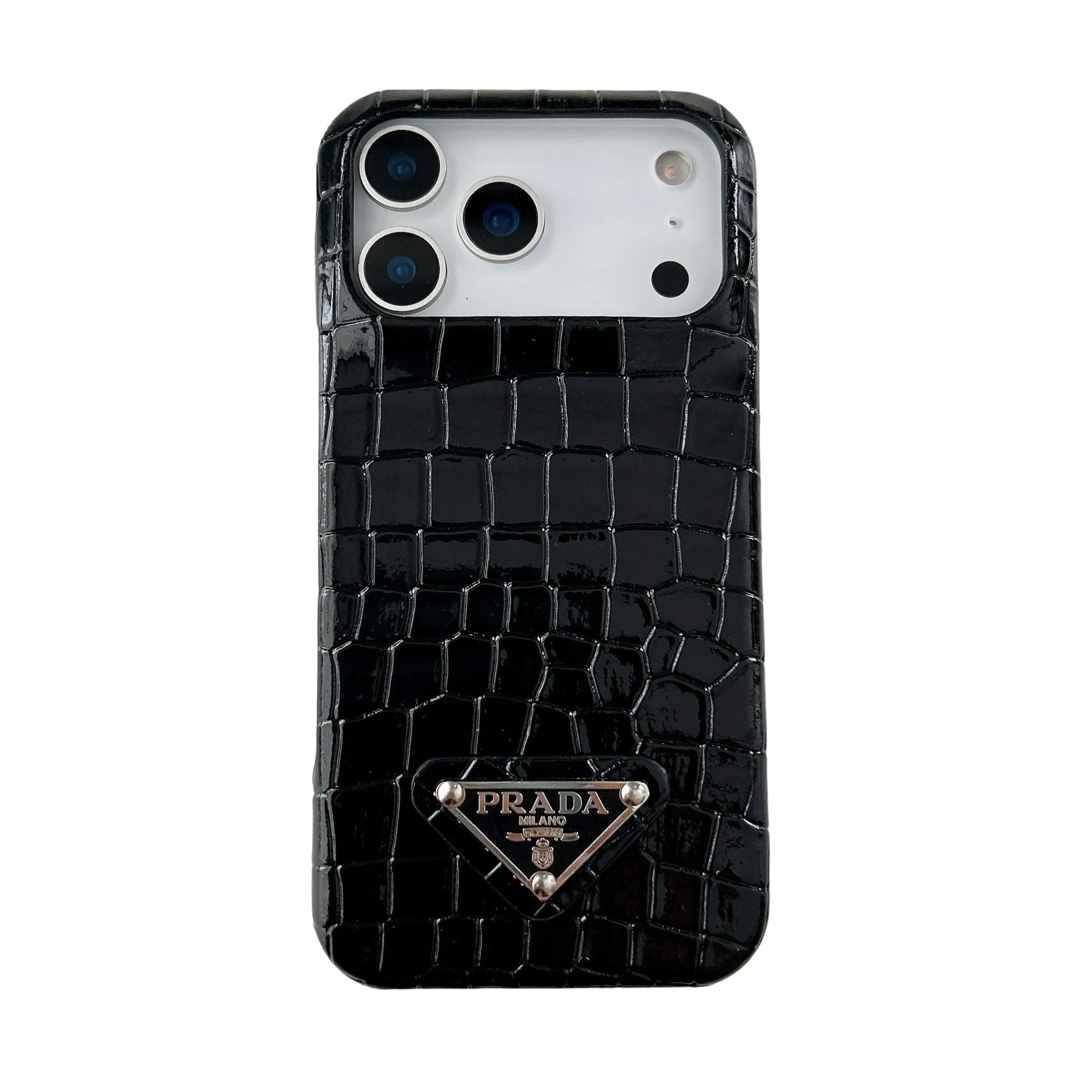 Smooth Look Texture Soft Frame Elegant Prada Apple iPhone Case For iPhone 17 / 16 / 15 / 14