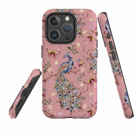 Soft Shield iPhone MagSafe Tough Case -  Peacock and Cherry Blossoms Lupine By Helen Ahpornsiri