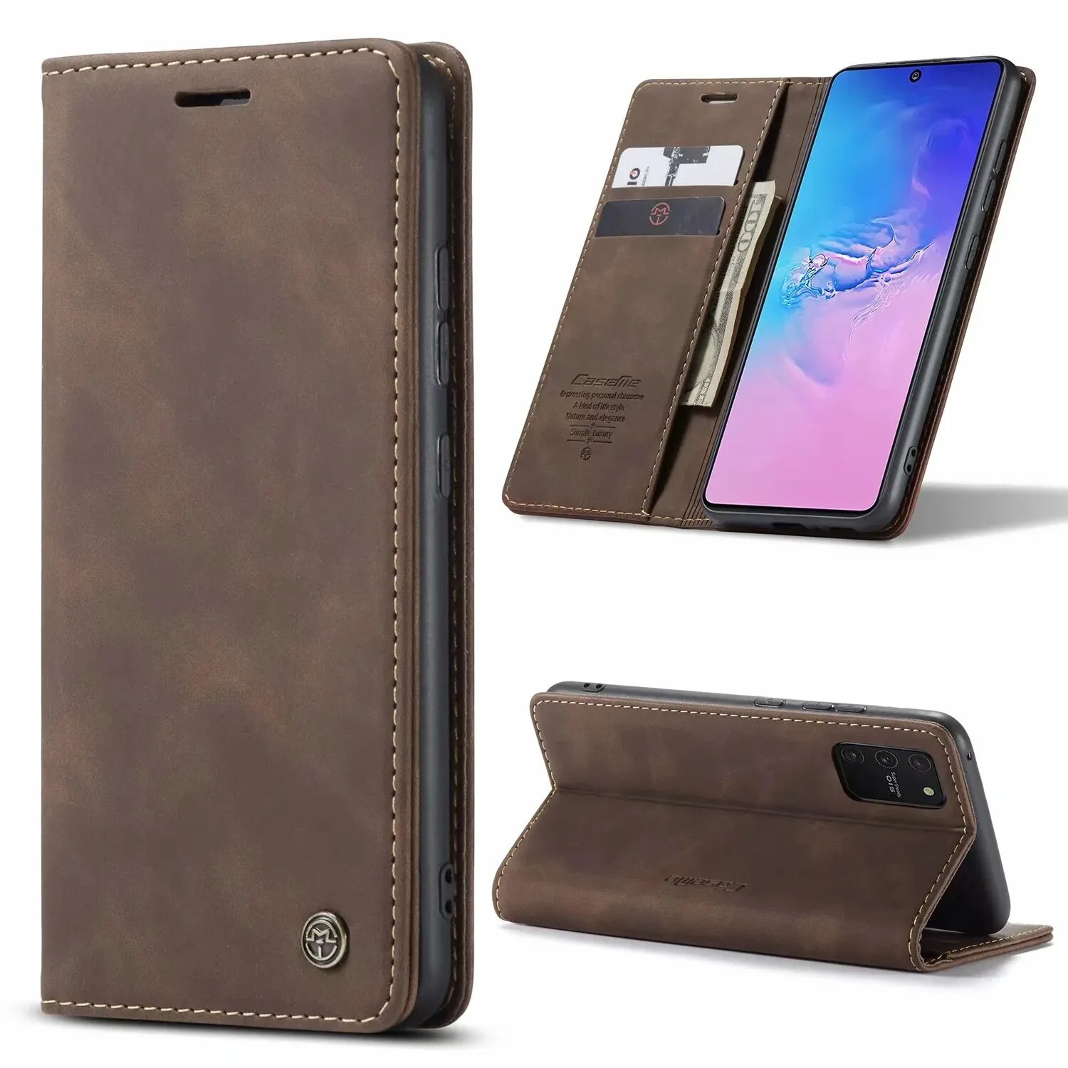 Flip Leather Wallet Case for Samsung S Series Minimalist Aesthetic