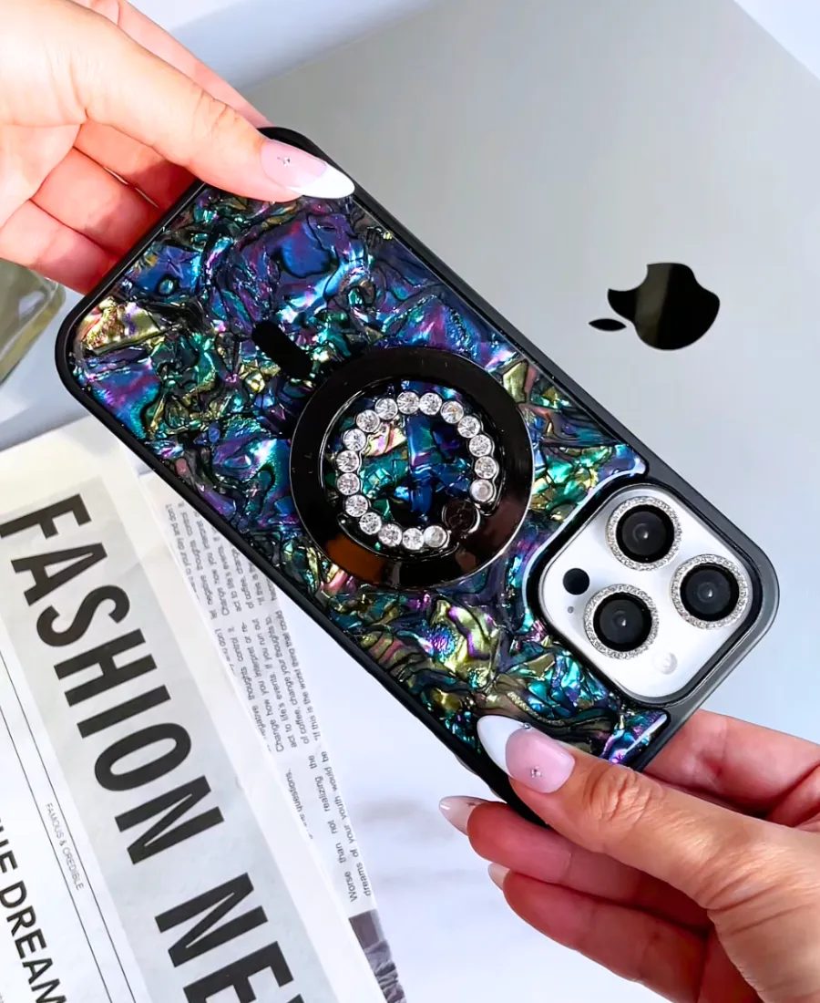 Black Abalone Shell MagSafe Phone Case Sleek Edge Compact Shell