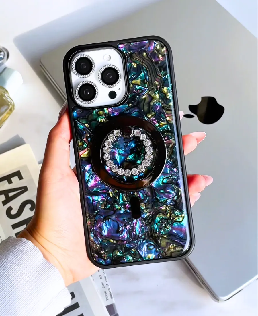 Black Abalone Shell MagSafe Phone Case Fashion Edge Durable Grip