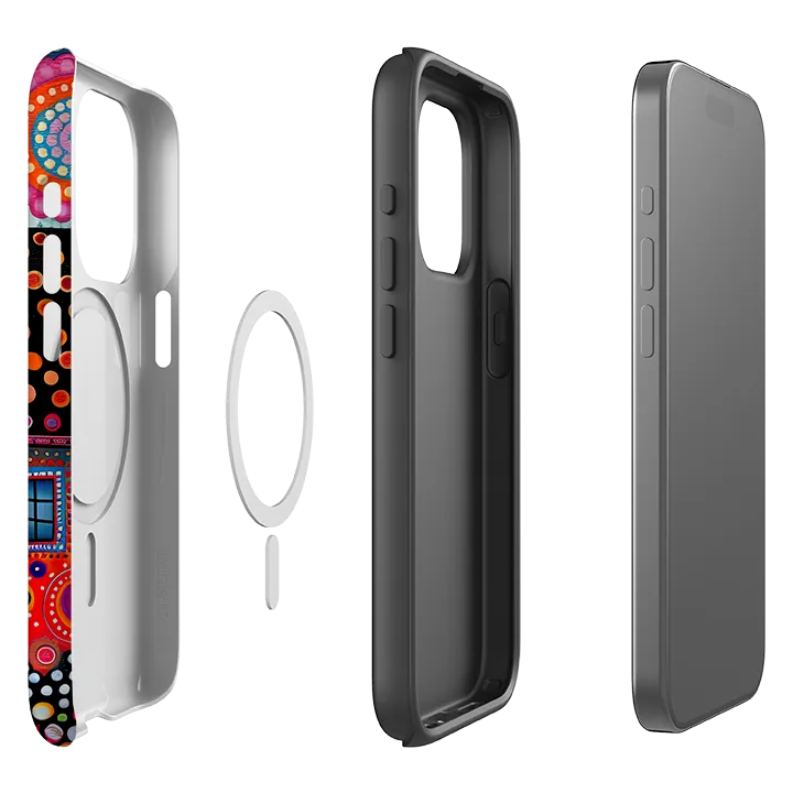 Flexible frame iPhone MagSafe Tough Case - Folk Art House IV