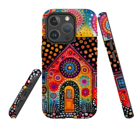 Edge Protection Drop Defense iPhone MagSafe Tough Case - Folk Art House IV