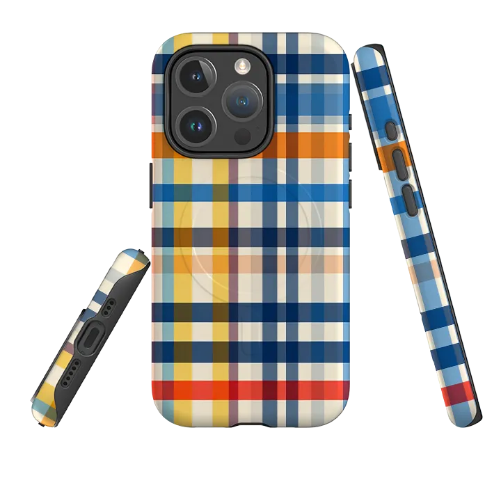 iPhone MagSafe Tough Case - Barcelona Gingham Subtle Texture