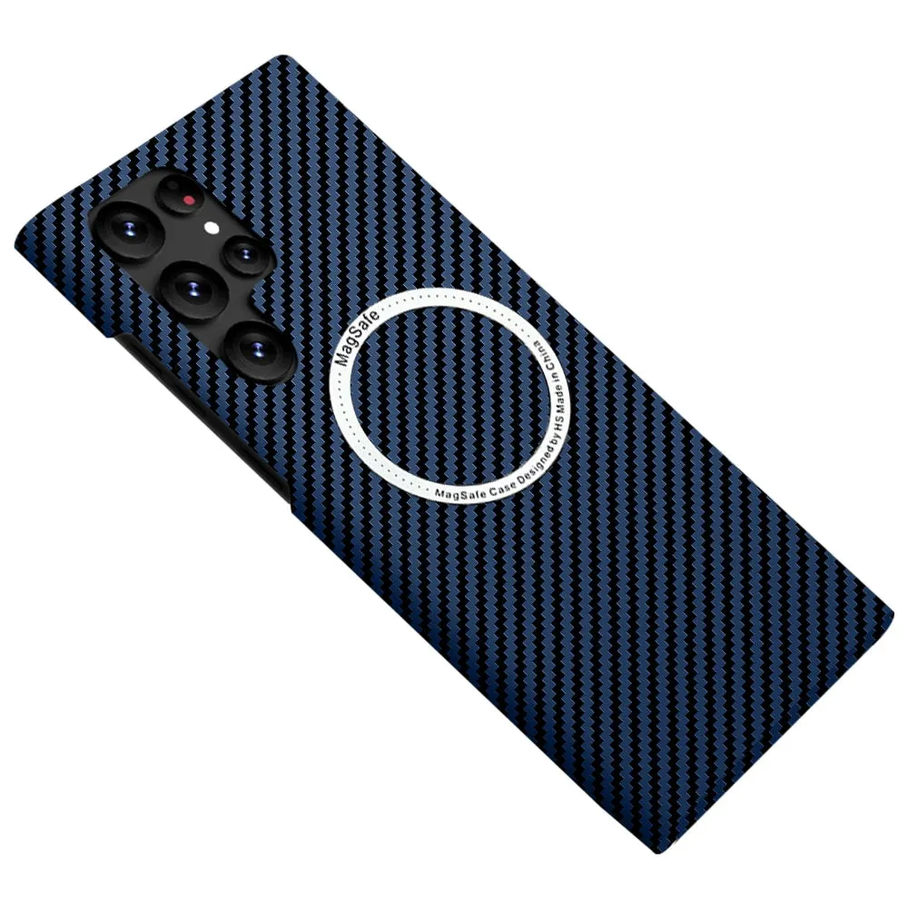 Carbon Fiber Pattern Magnetic Ultra Slim Case For Samsung S22/S23 Series Stylish Texture Soft Grip Finish