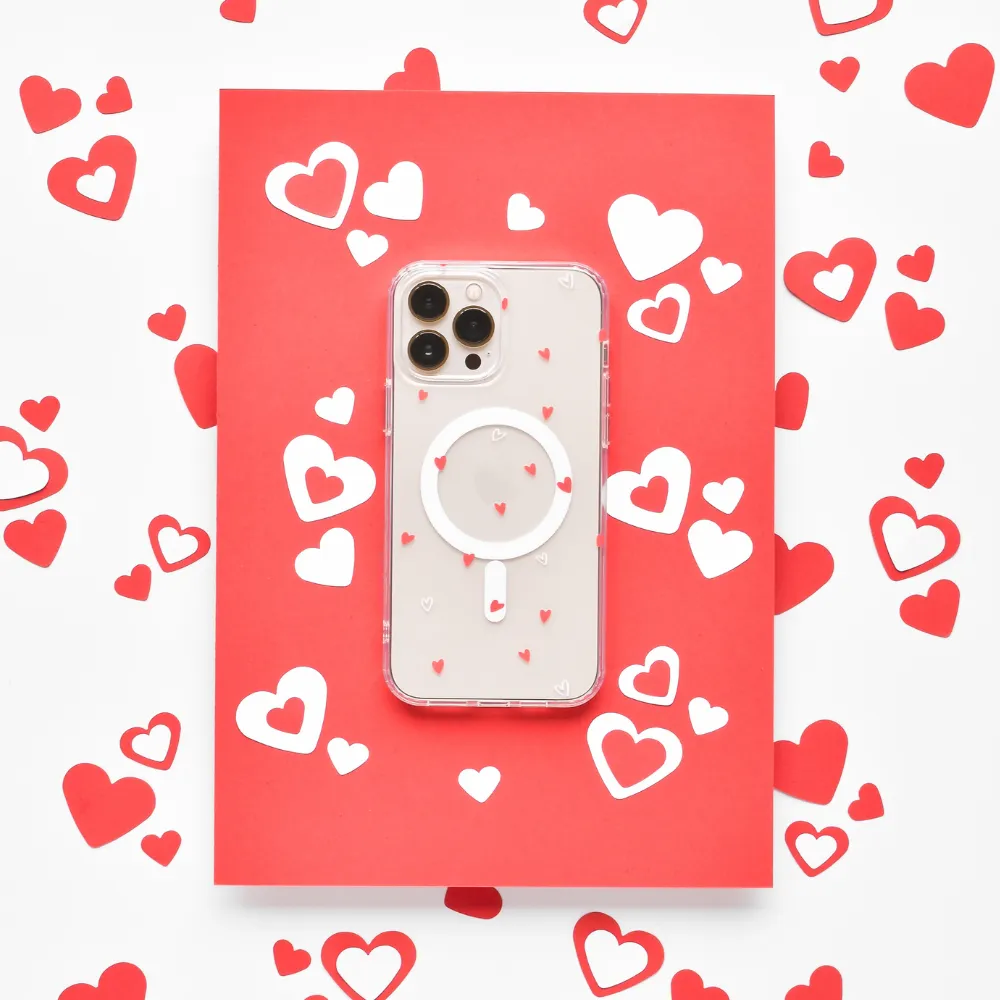 Durable Look Clear MagSafe? Phone Case - Cute Hearts