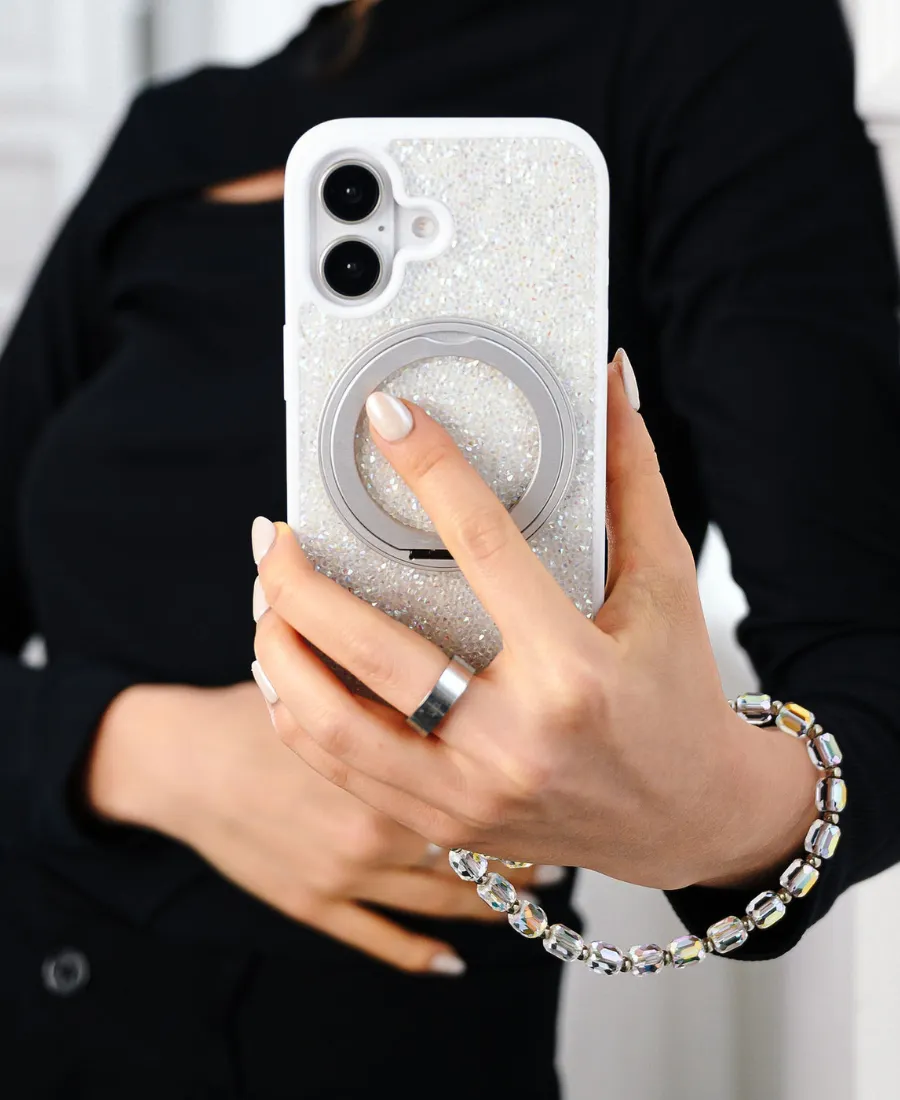 White Gem MagSafe Phone Case Durable Texture Layer