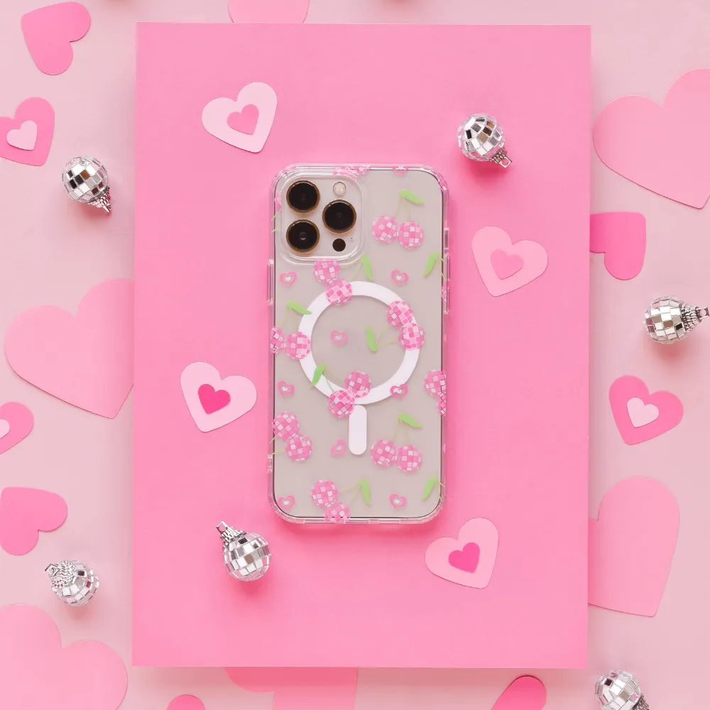 Clear MagSafe? Phone Case - Disco Cherries Smooth Touch