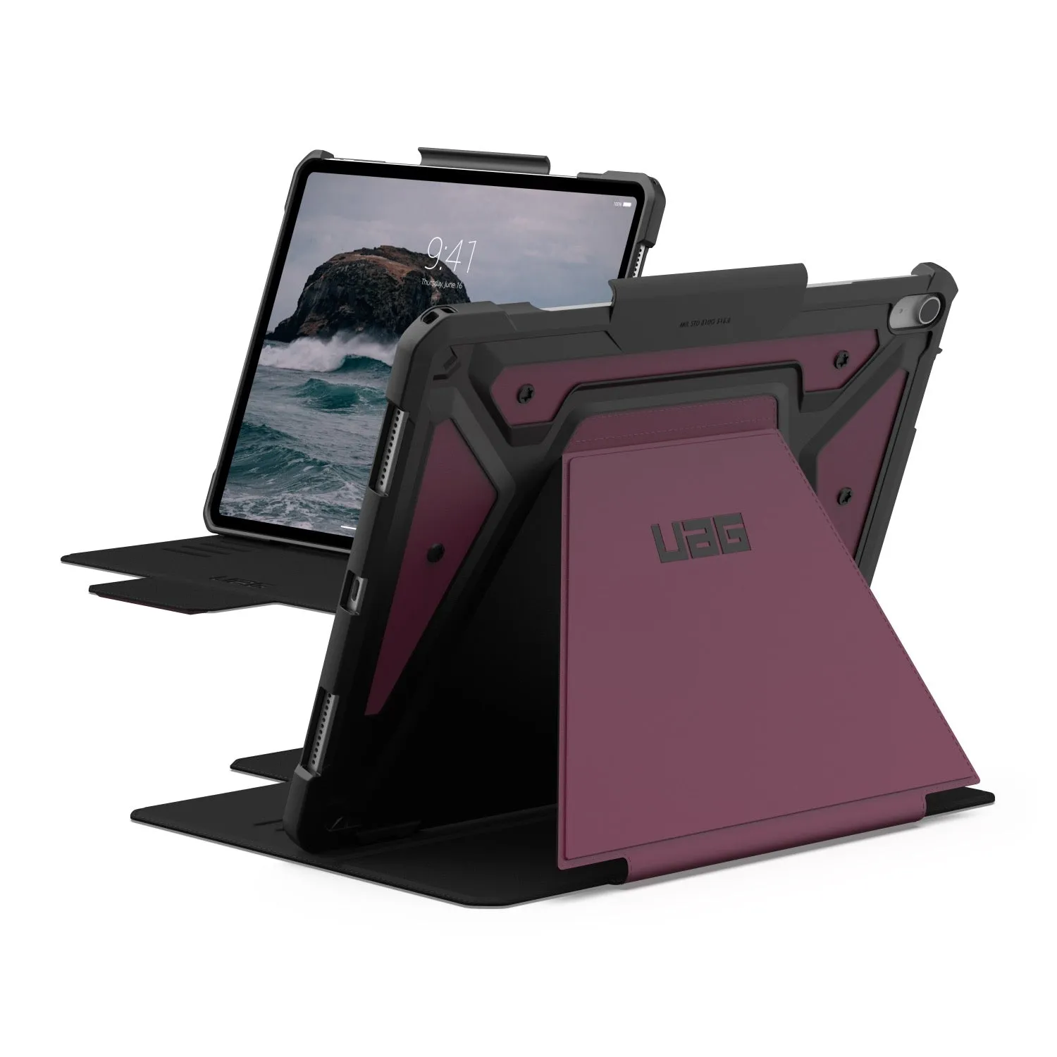 Stylish Detail Layer Minimal Pattern Texture UAG Metropolis SE Tablet Case - Apple iPad Air 13 (2024) - Bordeaux (UAG-IA1224-METR)