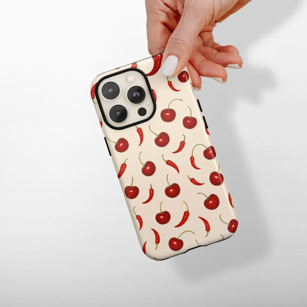 Hybrid Pattern Design Color Pattern Tough Phone Case - Cherry Spice